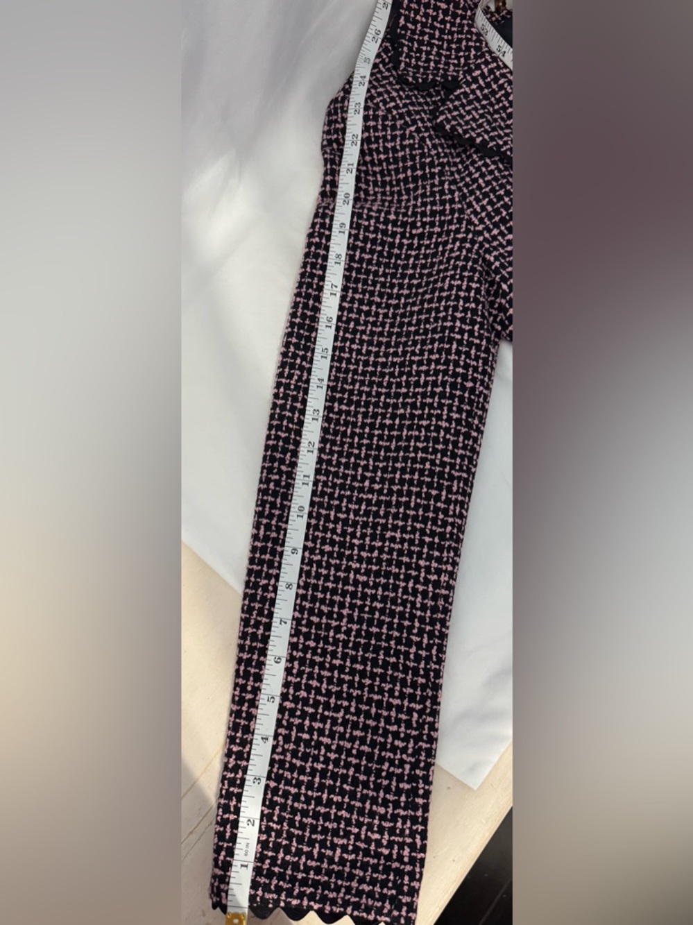 Versailles Pink Black Tweed Blazer Pearl Button Scalloped Trim Jacket - Picture 12 of 13
